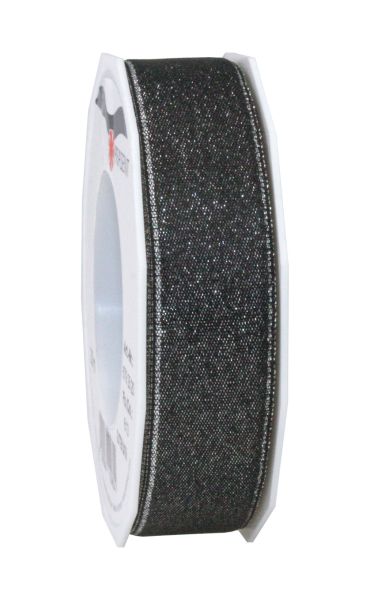 Satinband Glitter Schwarz Breite 25mm/20m