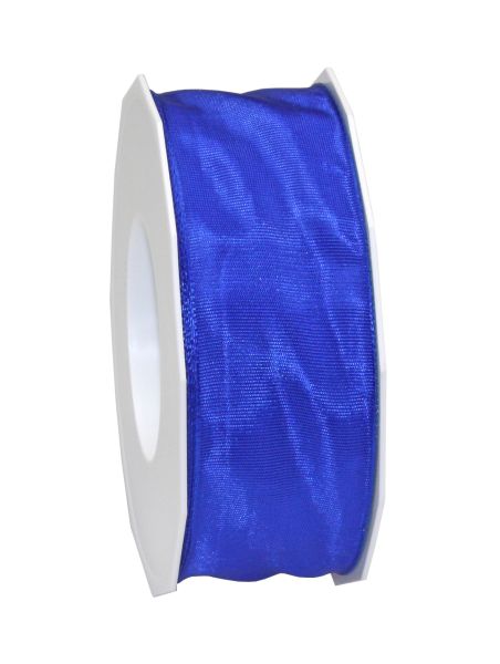 Satinband mit Draht Blau in 40mm/25m