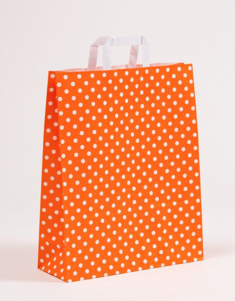 Flachhenkeltasche Punkte Orange 32 x 40 + 12cm