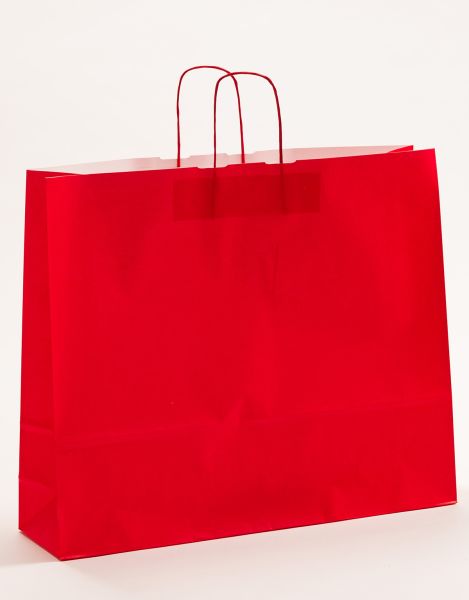 Papiertasche mit gedrehtem Papiergriff Uni Rot 54 x 45 + 14cm