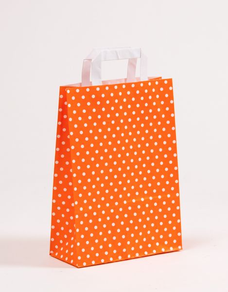 Flachhenkeltasche Punkte Orange 22 x 31 + 10cm