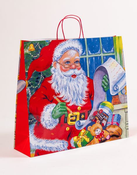 Papiertasche mit gedrehtem Papiergriff Weihnachtsmann 54 x 49 + 15cm