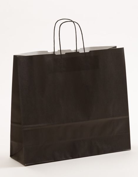 Papiertasche mit gedrehtem Papiergriff Uni Schwarz 42 x 37 + 13cm