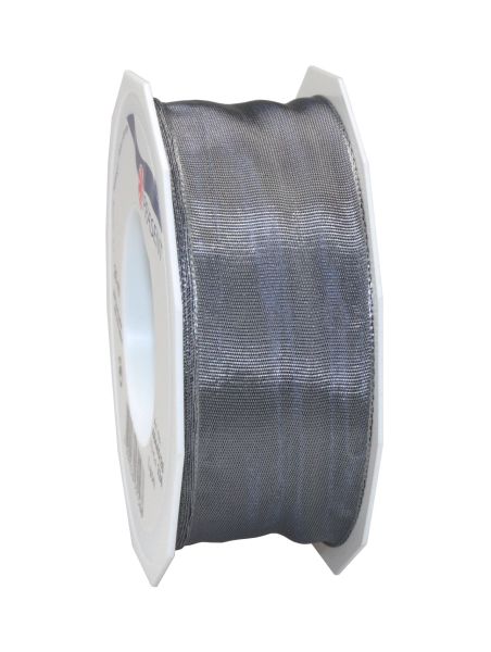 Satinband mit Draht Grau in 40mm/25m