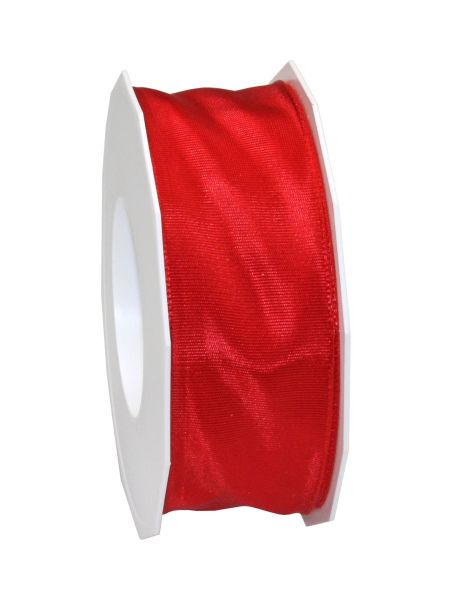 Satinband mit Draht Rot in 40mm/25m